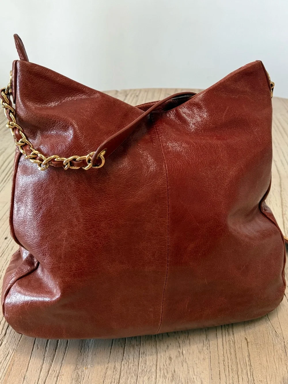 Badgley Mischka  brown leather large hobo shoulder bag